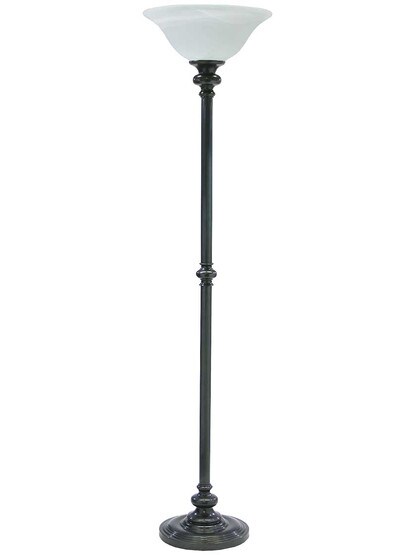 Newport Torchiere Floor Lamp in Oil-Rubbed Bronze.